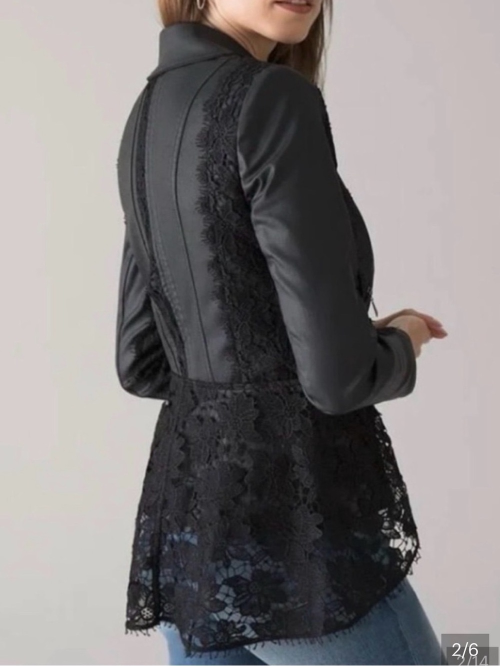White House Black Market Lace Trimmed Moto Jacket NWT Limited Edition - Picture 4 of 14